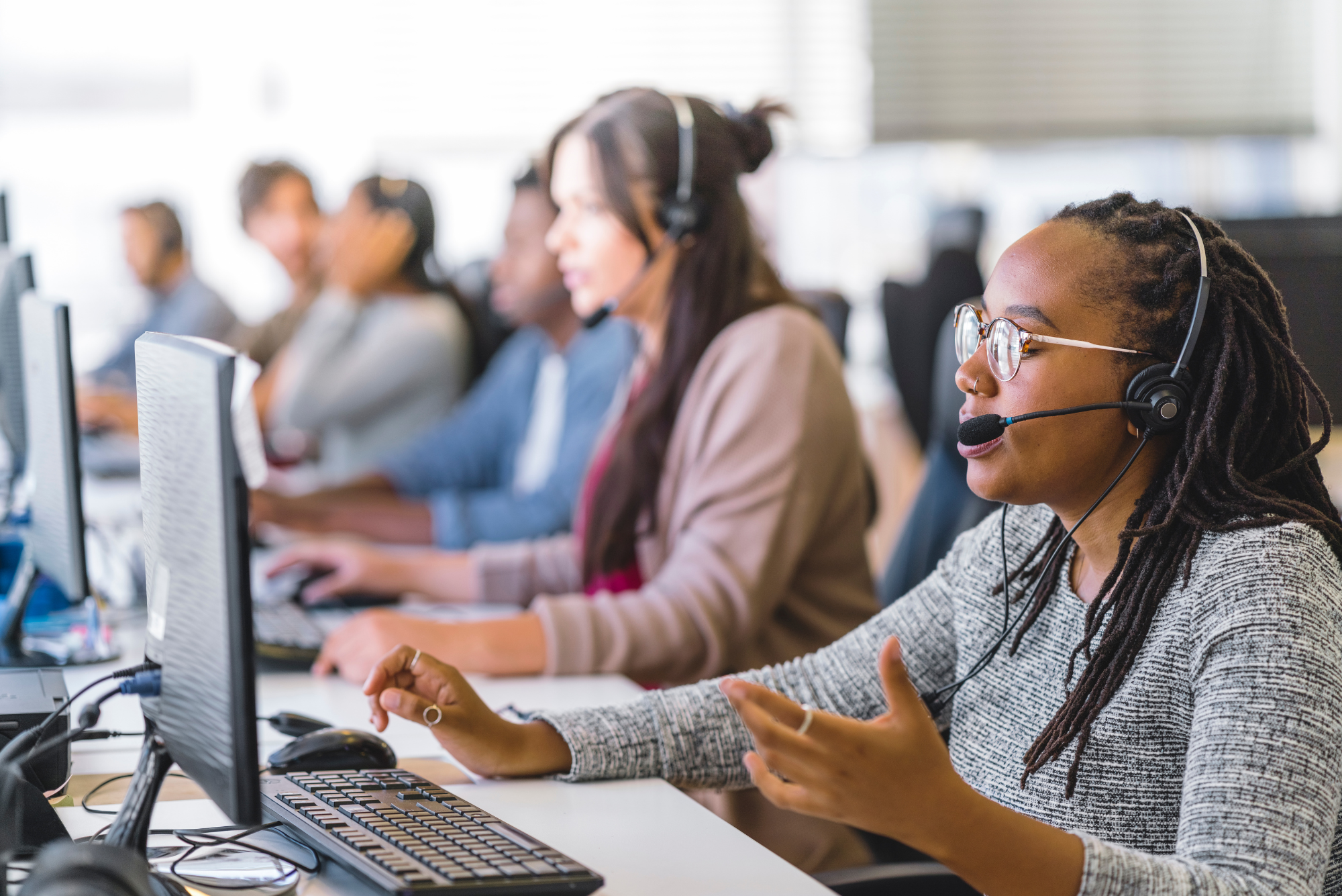 Workers on the phone with customer not apologizing for profit.